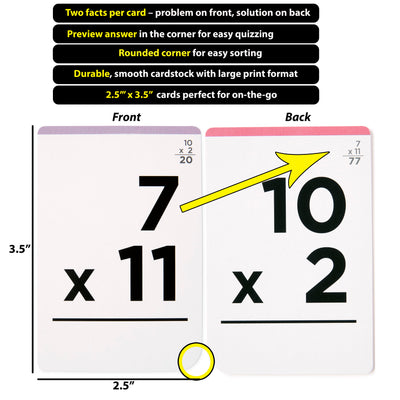 Pocket-Size Math Multiplication Flashcards | Full Set (All Facts 1-12) | Color Coded