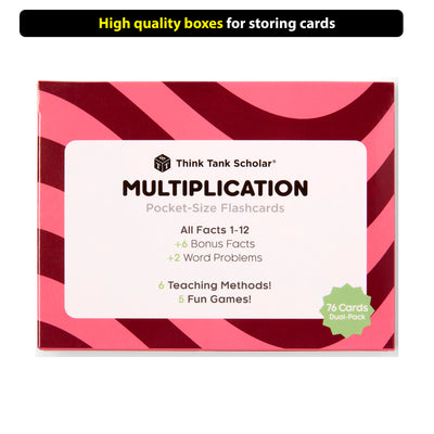 Pocket-Size Math Multiplication Flashcards | Full Set (All Facts 1-12) | Color Coded