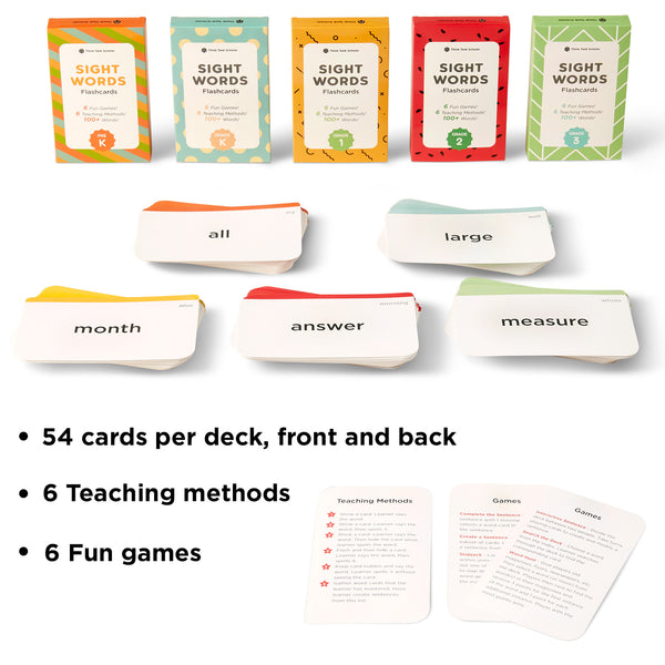 500+ Sight Words Dolch & Fry Flash Cards Bundle Set | Think Tank Scholar